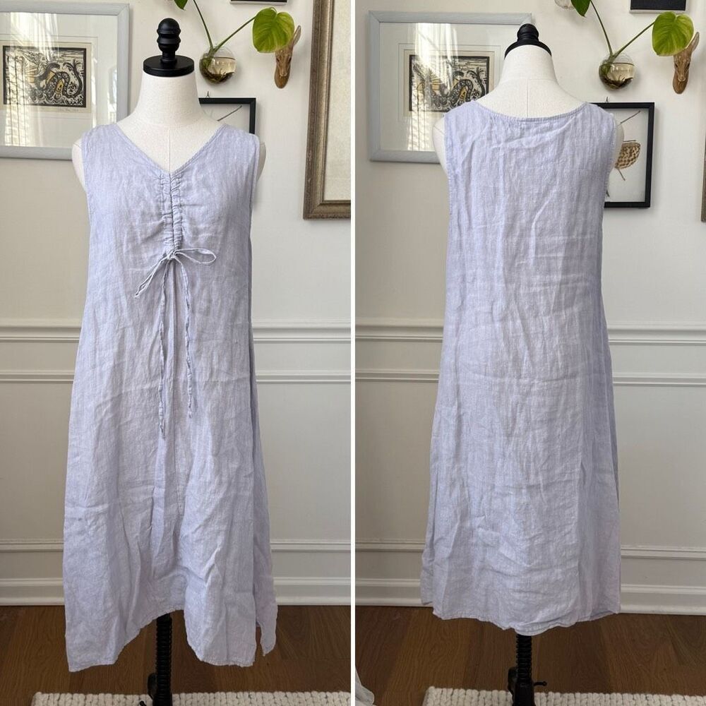 Puro Lino Pastel Lavender 100% Linen Shift Dress OSFM